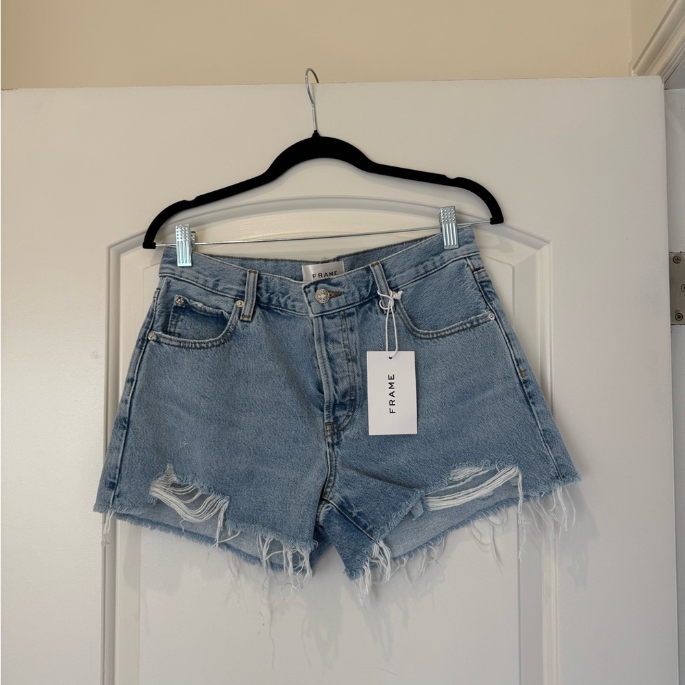 Frame Denim Women's Light Blue Distressed Jean Shorts